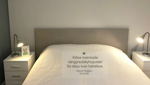 Sängynpäätyhuppu – Napakka harmaa | Mittatilaus mahdollinen